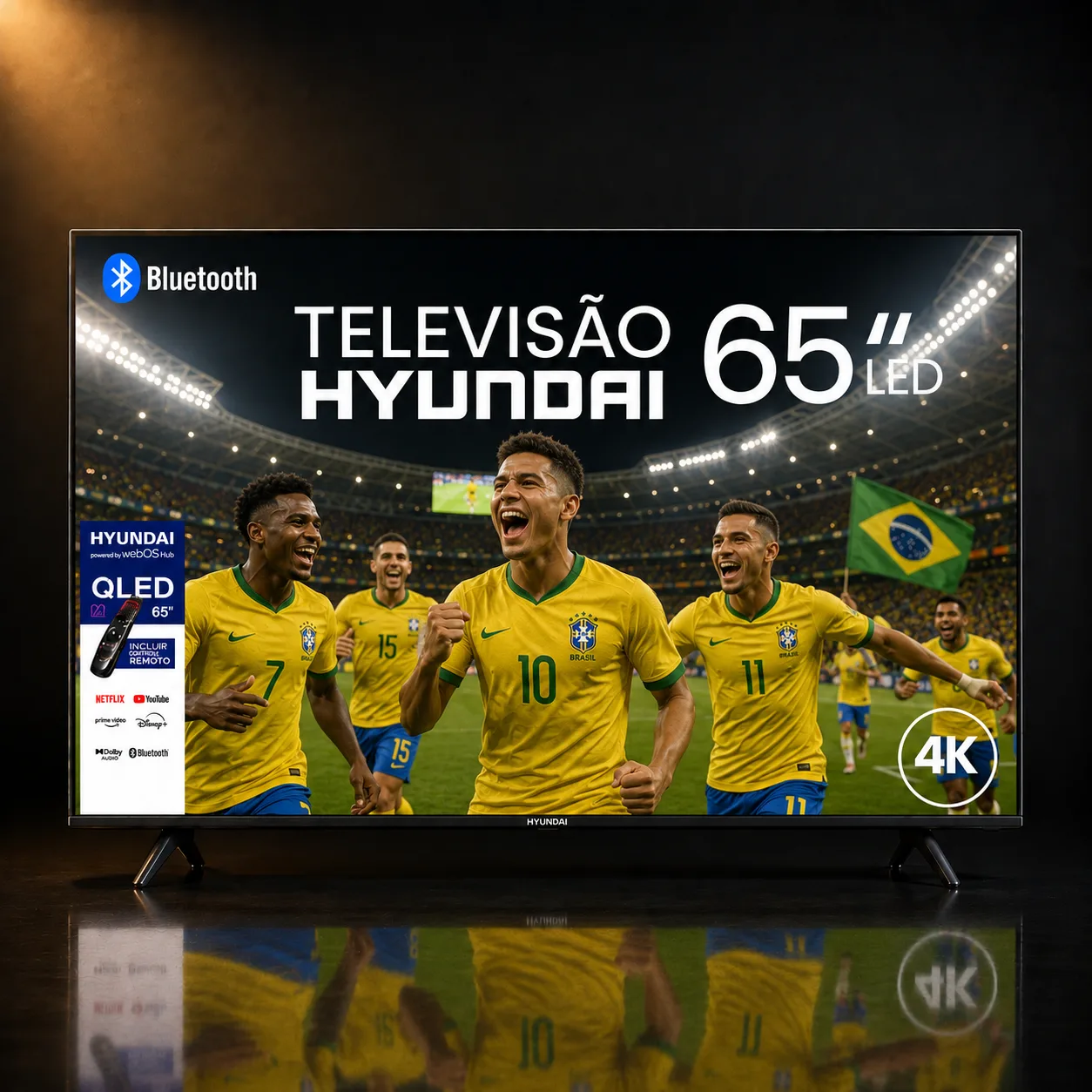 Smart TV Hyundai QLED 65" 4K LED webOS Hub Magic Remote Bluetooth